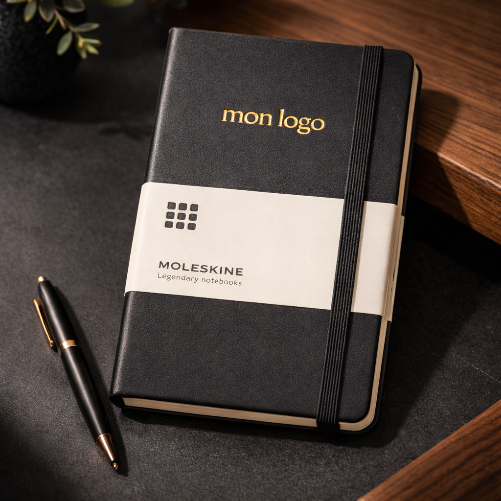 Carnet moleskine personnalisé avec un marquage à chaud